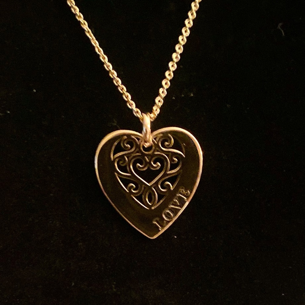 “Ralph Lauren”Gold Scroll Love Heart Pendant Necklace